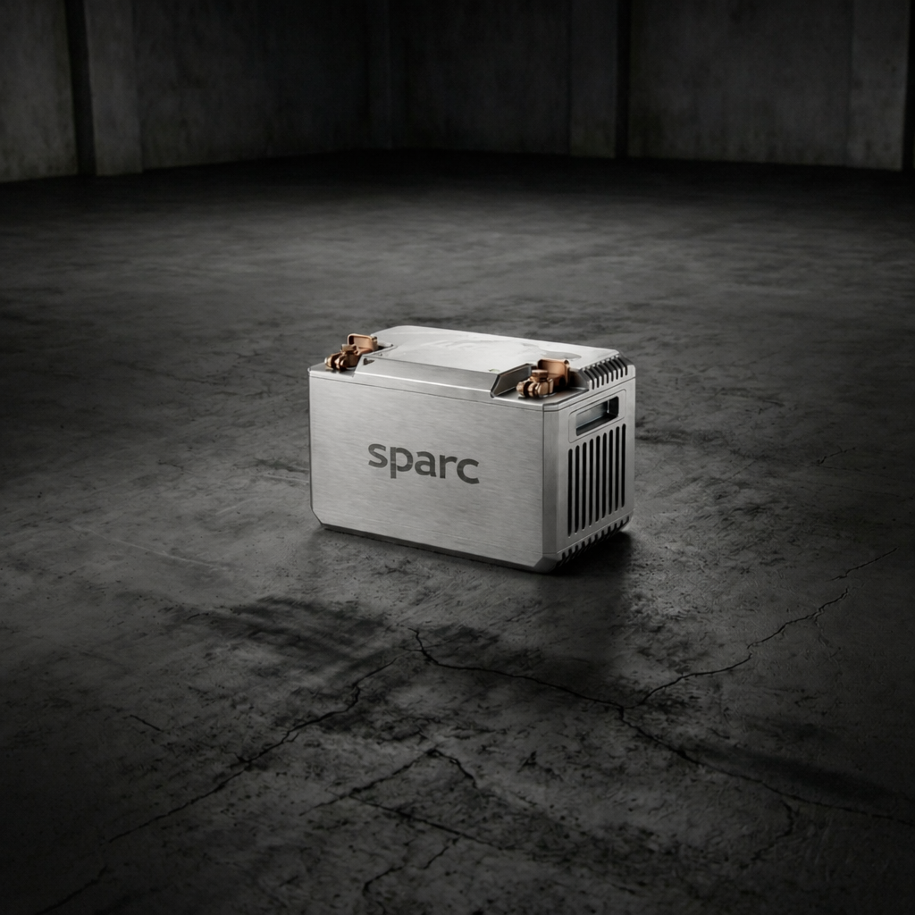SPARC intelligent battery module in brushed aluminium